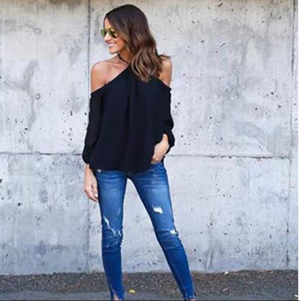 women spaghetti strap off shoulder blouse - Picture 2 of 4